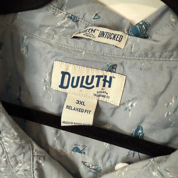 Duluth Trading Co Men's BBQ Relaxed Fit Short Sleeve Shirt Button Down Blue 3XL - Picture 2 of 9